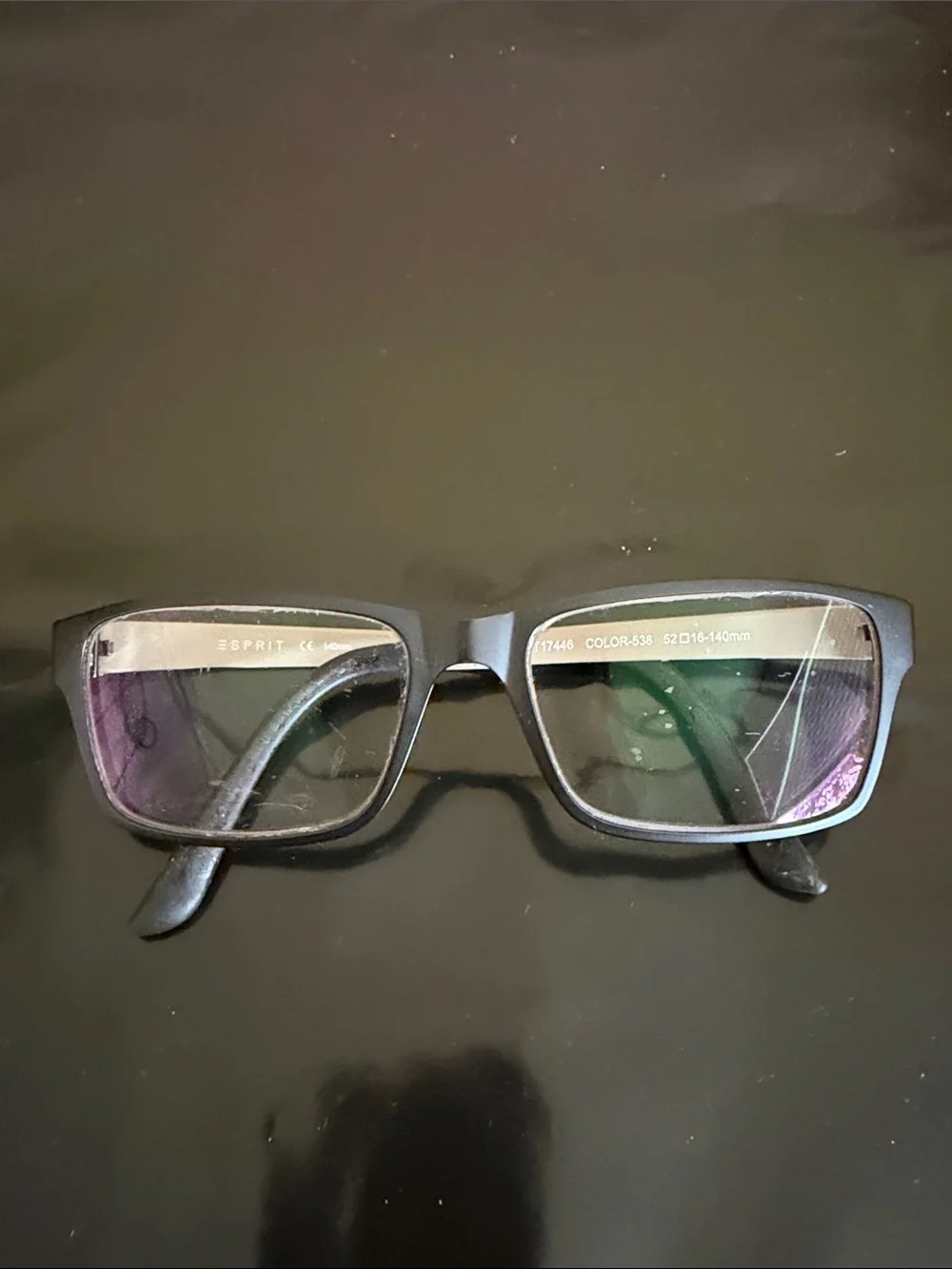 Esprit Matte Black Rectangular Eyeglasses